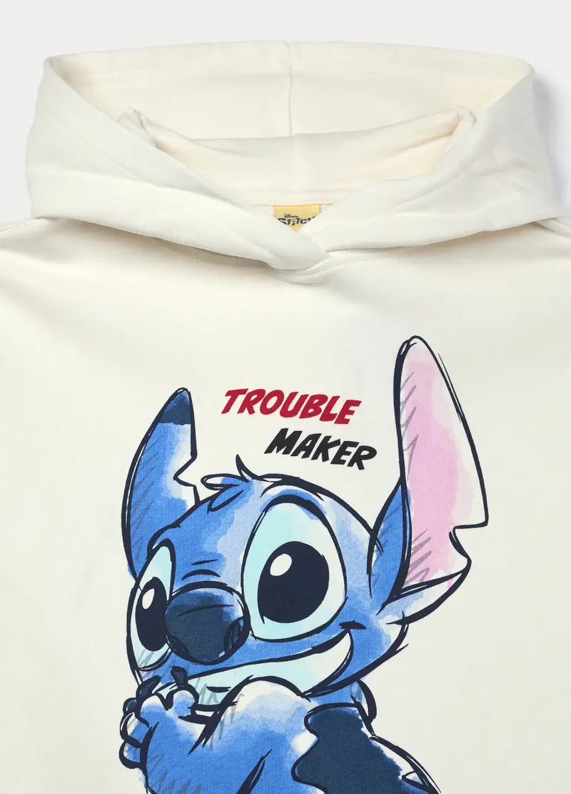 Felpa In French Terry Di Puro Cotone Ragazza, Bambina, Bianco panna miniatura 3