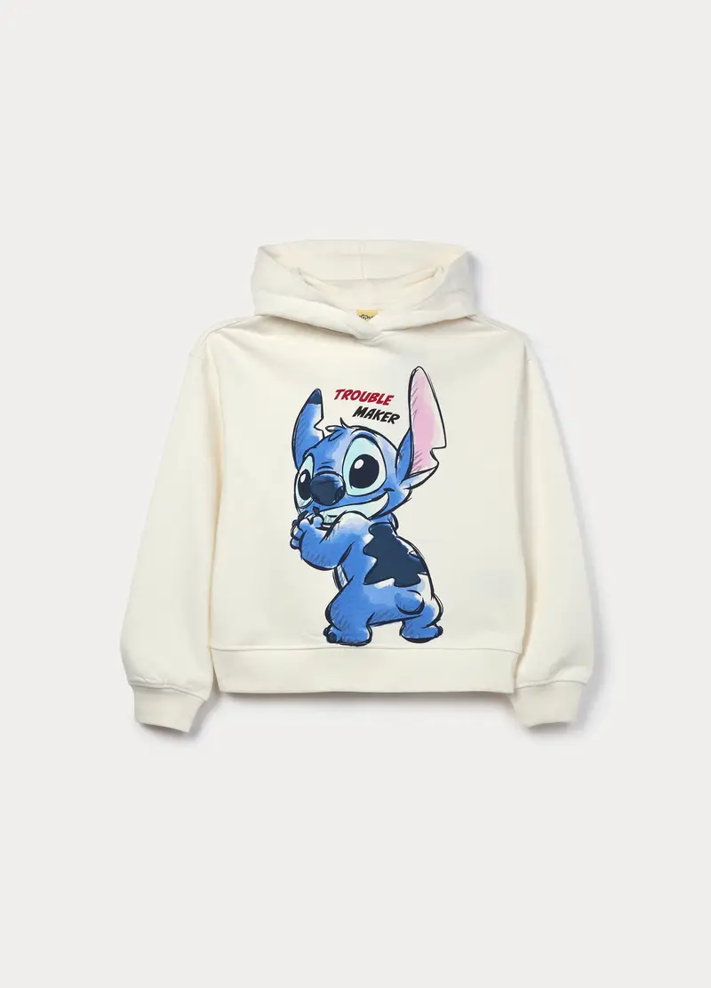 Felpa In French Terry Di Puro Cotone Ragazza, Bambina, Bianco panna