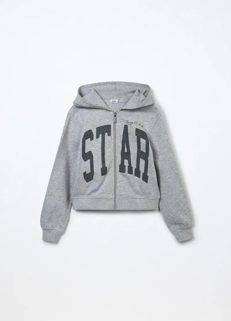 Felpa In French Terry Di Puro Cotone Ragazza, Bambina, Grigio chiaro melange