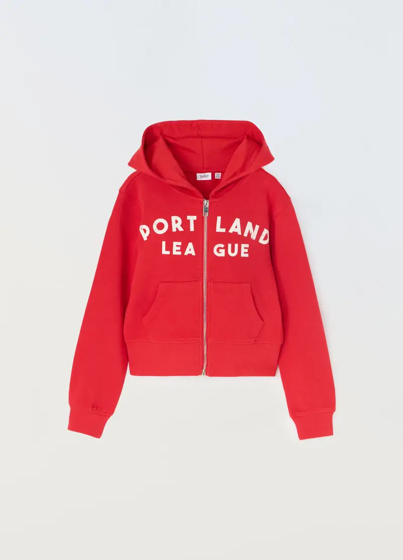 Blukids, Felpa In French Terry Di Puro Cotone Ragazza, Bambina, Rosso aragosta, Taglia: 9-10