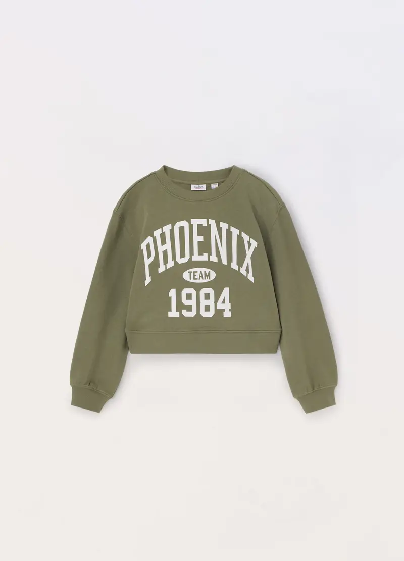 Blukids, Felpa In French Terry Di Puro Cotone Ragazza, Bambina, Verde oliva, Taglia: 9-10