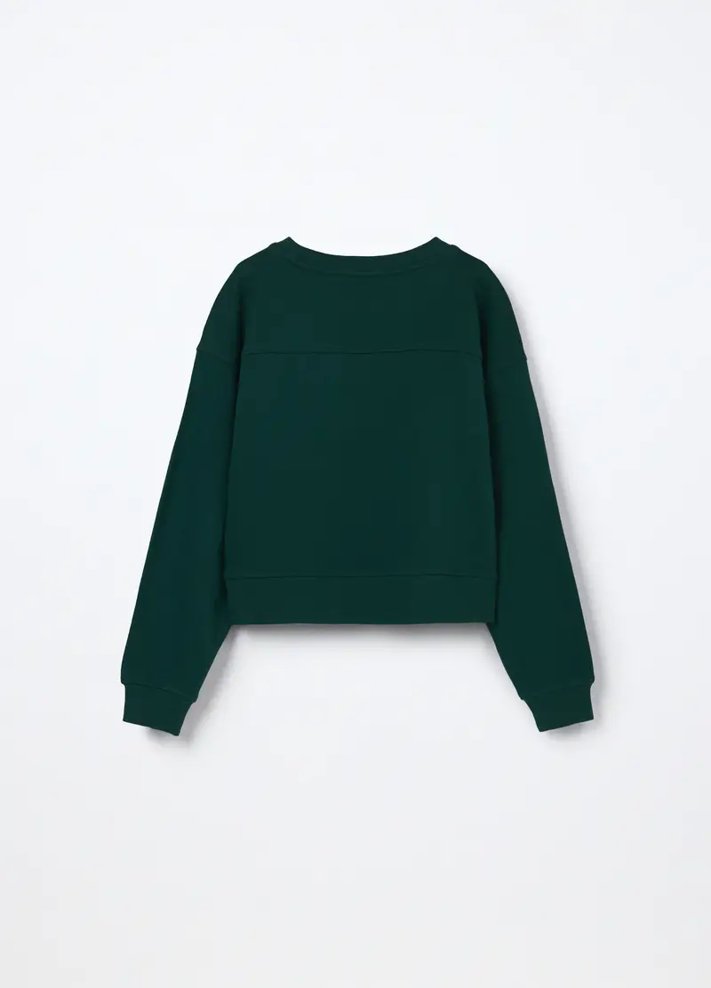 Felpa In French Terry Di Puro Cotone Ragazza, Bambina, Verde scuro miniatura 2