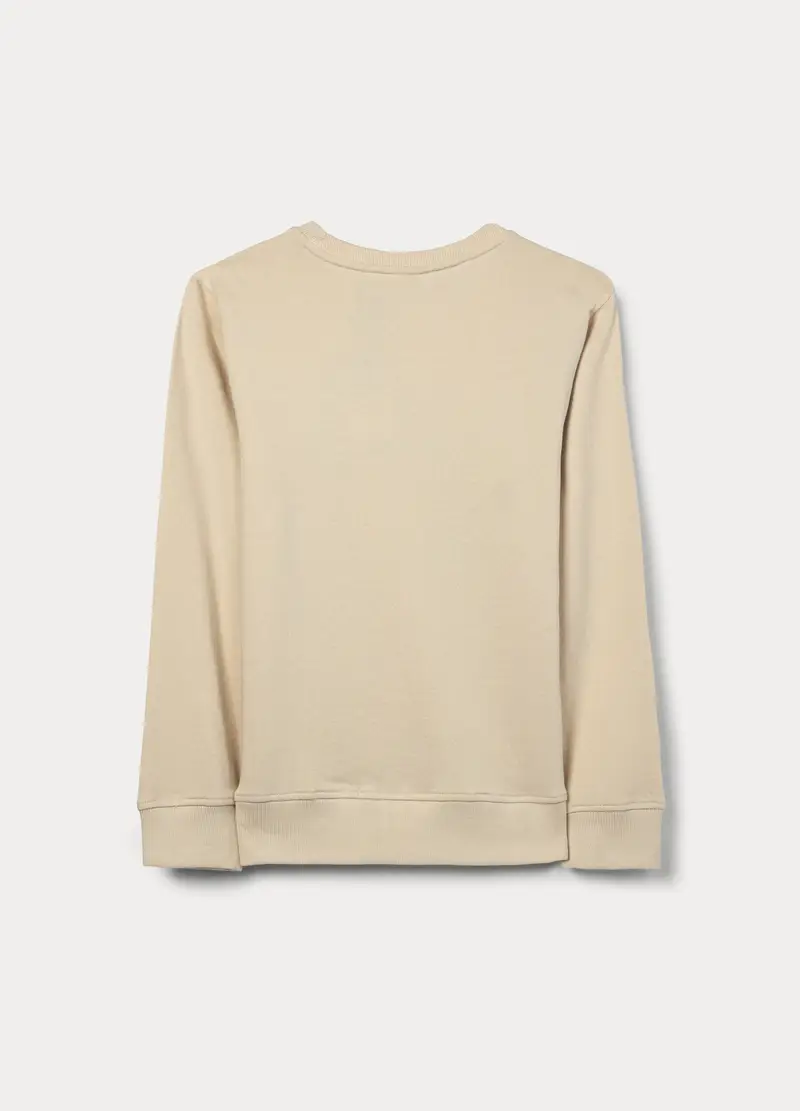 Felpa In French Terry Di Puro Cotone Ragazzo, Bambino, Beige chiaro miniatura 2