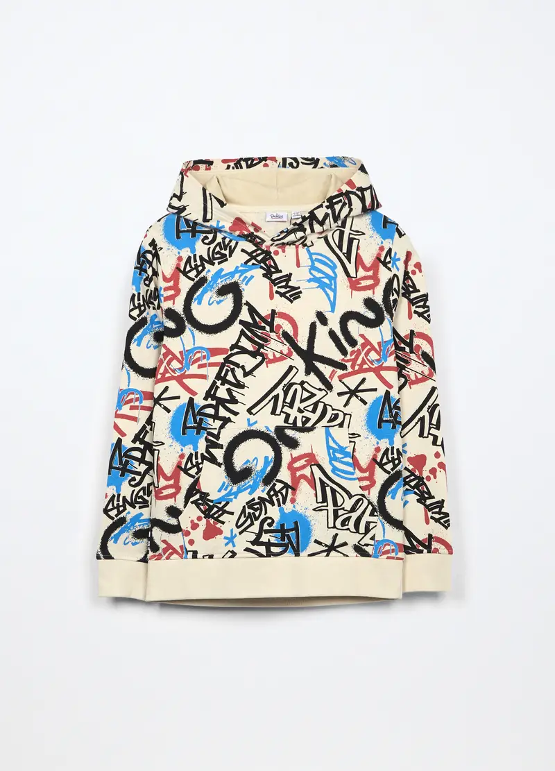 Felpa In French Terry Di Puro Cotone Ragazzo, Bambino, Bianco avorio