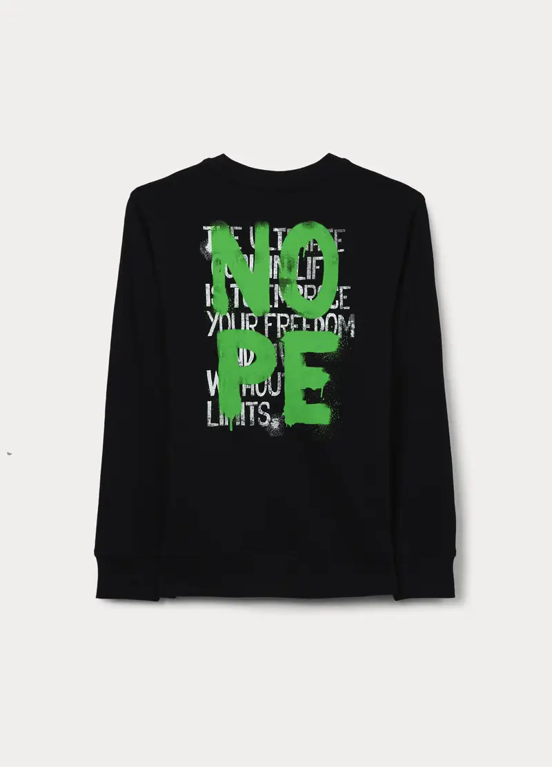 Felpa In French Terry Di Puro Cotone Ragazzo, Bambino, Nero miniatura 2