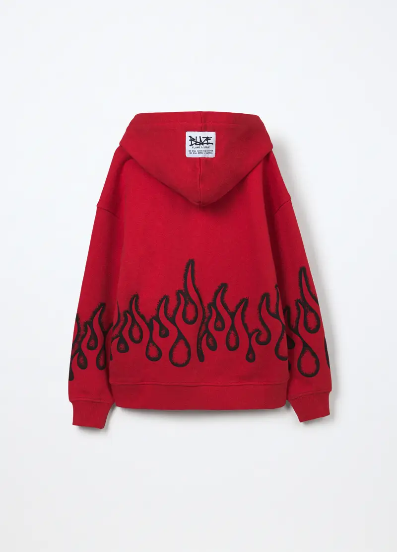 Felpa In French Terry Di Puro Cotone Ragazzo, Bambino, Rosso aragosta miniatura 2