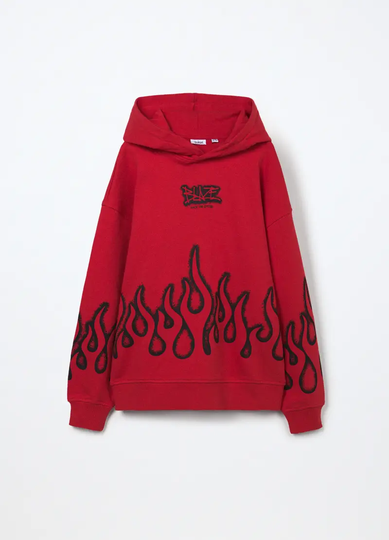 Felpa In French Terry Di Puro Cotone Ragazzo, Bambino, Rosso aragosta