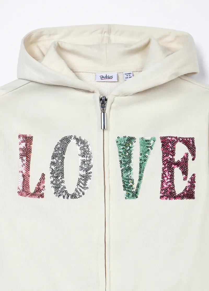 Felpa In French Terry Misto Cotone Bambina, Bianco miniatura 3