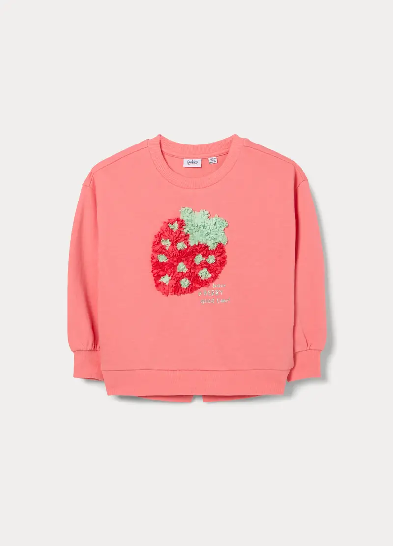 Felpa In French Terry Misto Cotone Bambina, Rosa salmone