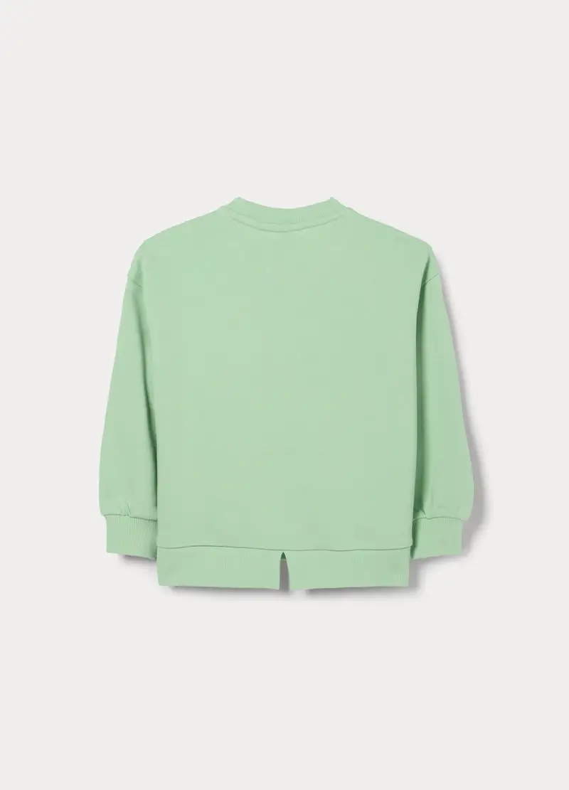 Felpa In French Terry Misto Cotone Bambina, Verde latte e menta miniatura 2