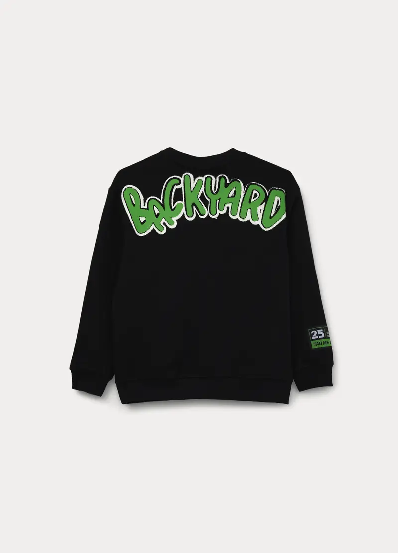 , Felpa In French Terry Misto Cotone Ragazzo, Bambino, Nero stampa 1 miniatura 2