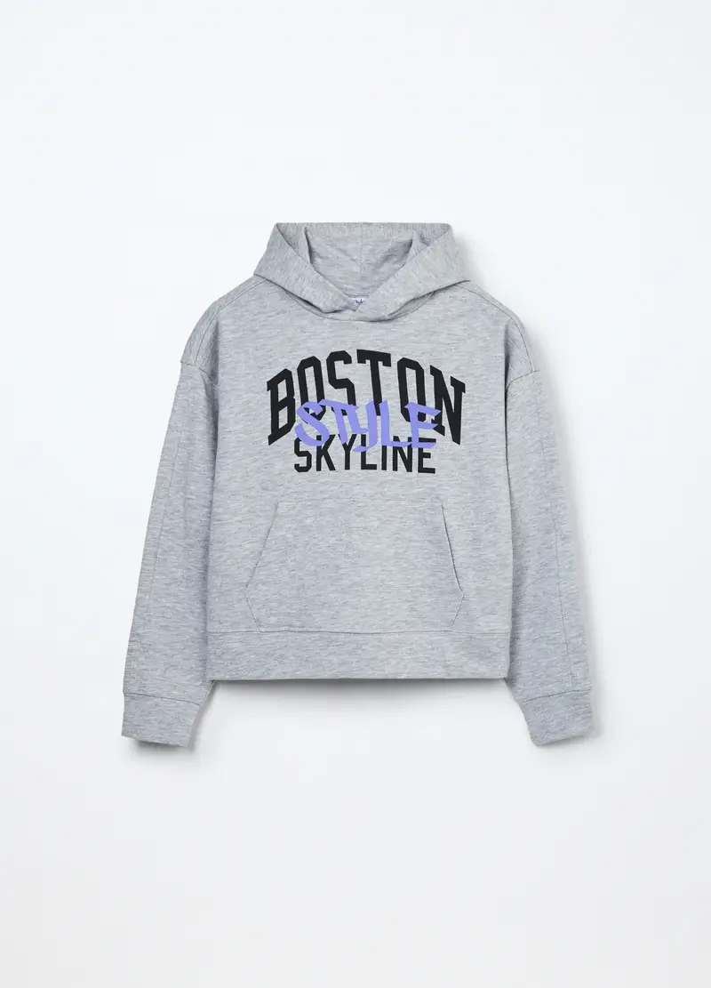 Felpa In French Terry Ragazza, Bambina, Grigio chiaro melange