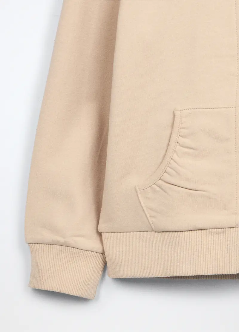 Felpa In French Terry Stretch Bambina, Beige chiaro miniatura 3