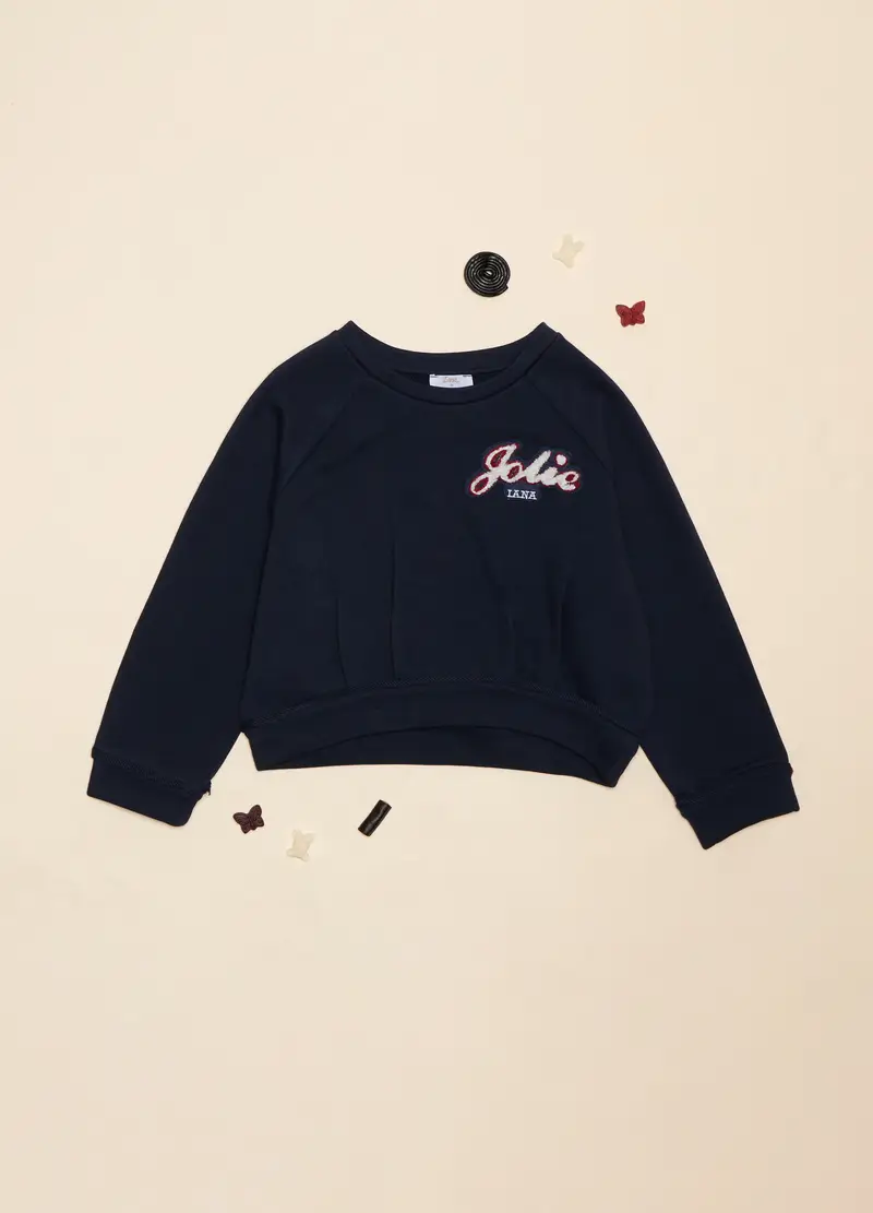 Felpa In Misto Cotone, Bambina, Blu scuro