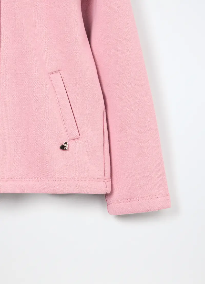 Felpa In Misto Cotone Con Cappuccio Bambina, Rosa chiaro miniatura 3