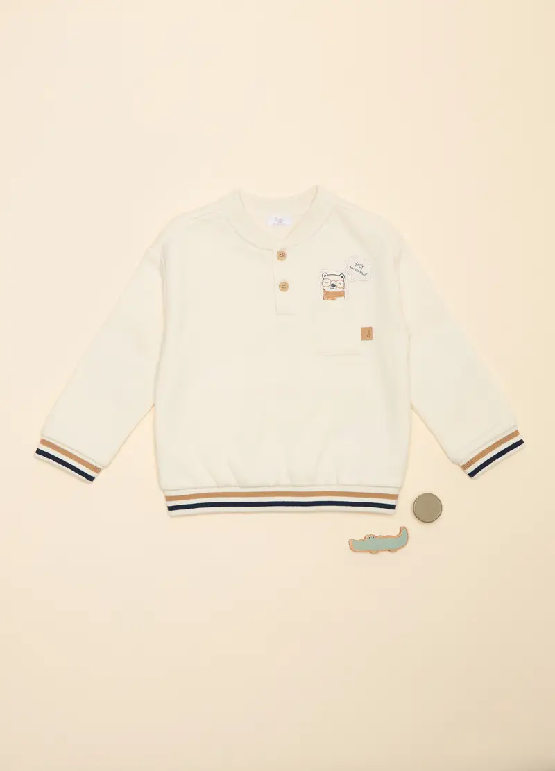 Felpa In Misto Cotone, Neonato, Bianco panna