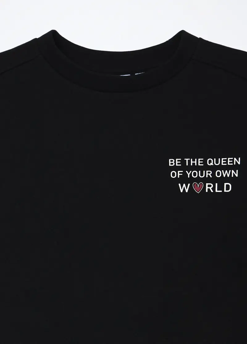 Felpa In Misto Cotone Ragazza, Bambina, Nero miniatura 3