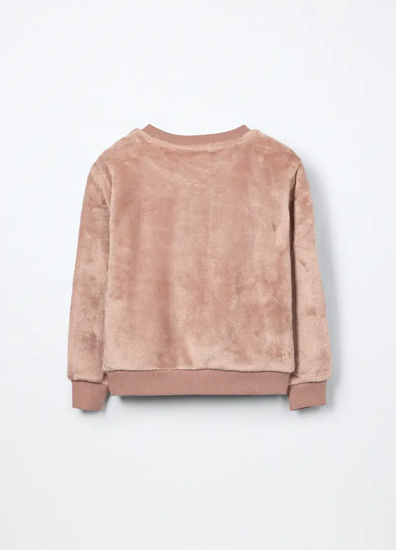 Felpa In Pile Con Paillettes Bambina, Beige chiaro miniatura 2