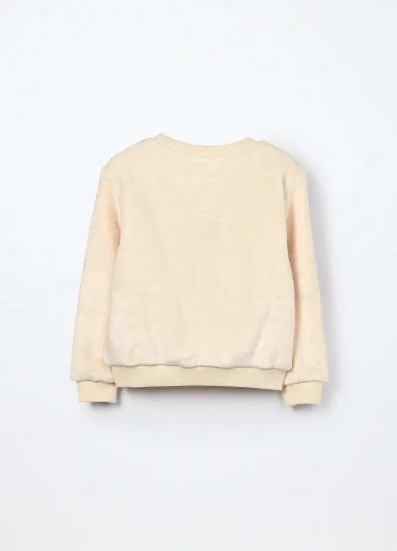 Felpa In Pile Con Paillettes Bambina, Bianco avorio miniatura 2