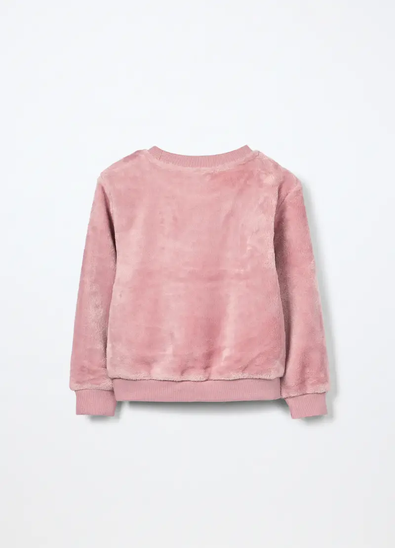 Felpa In Pile Con Paillettes Bambina, Rosa pastello miniatura 2