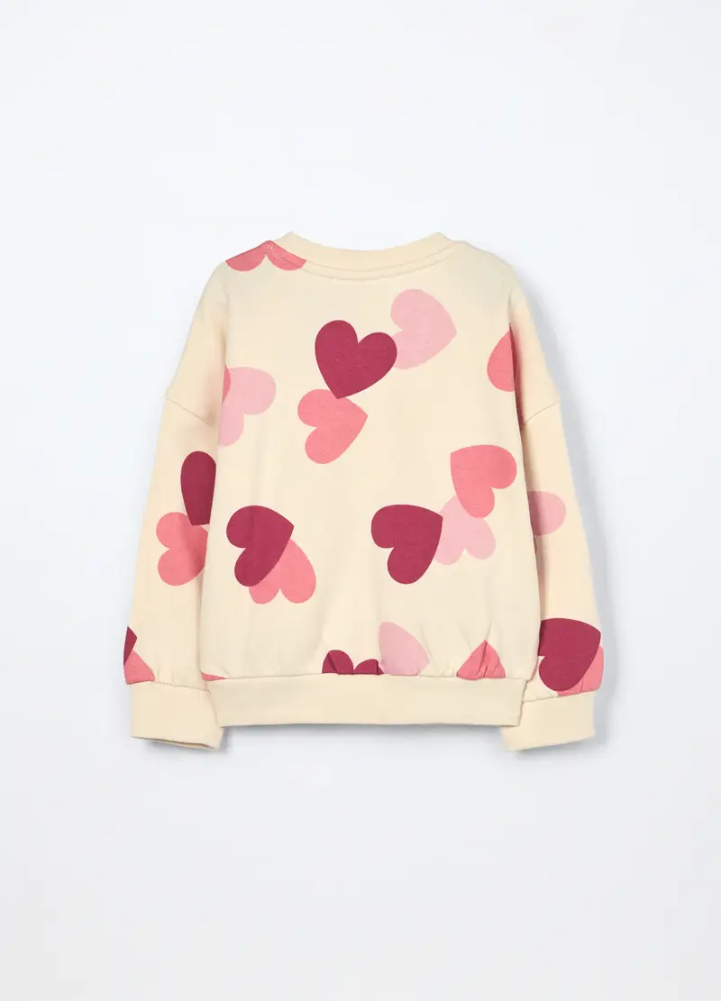 Felpa In Puro Cotone Bambina, Bianco panna miniatura 2