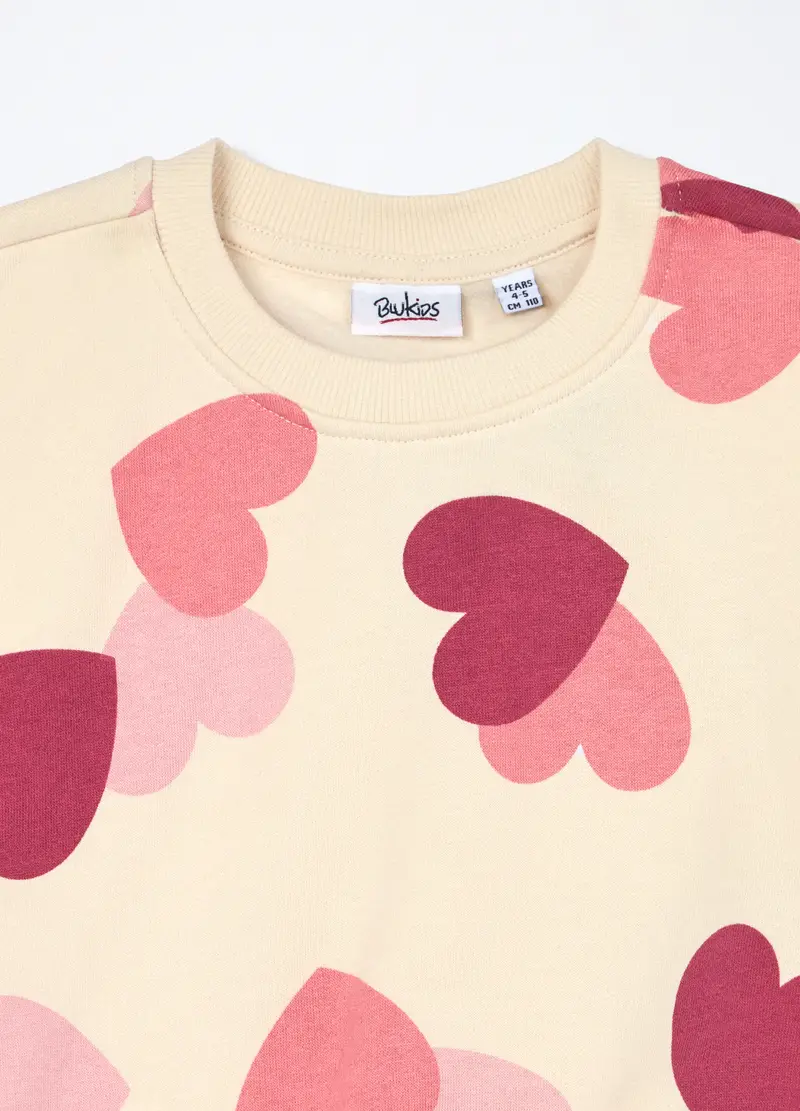 Felpa In Puro Cotone Bambina, Bianco panna miniatura 3