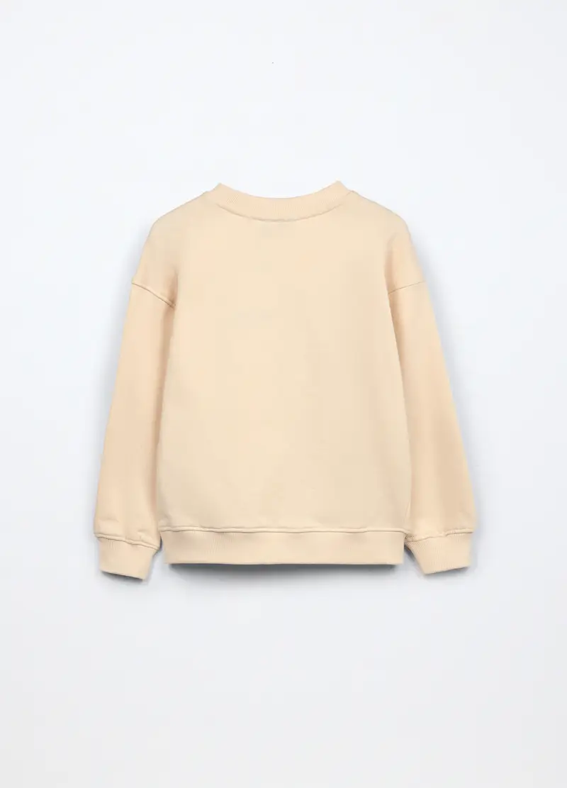 Felpa In Puro Cotone Bambino, Beige chiaro miniatura 2