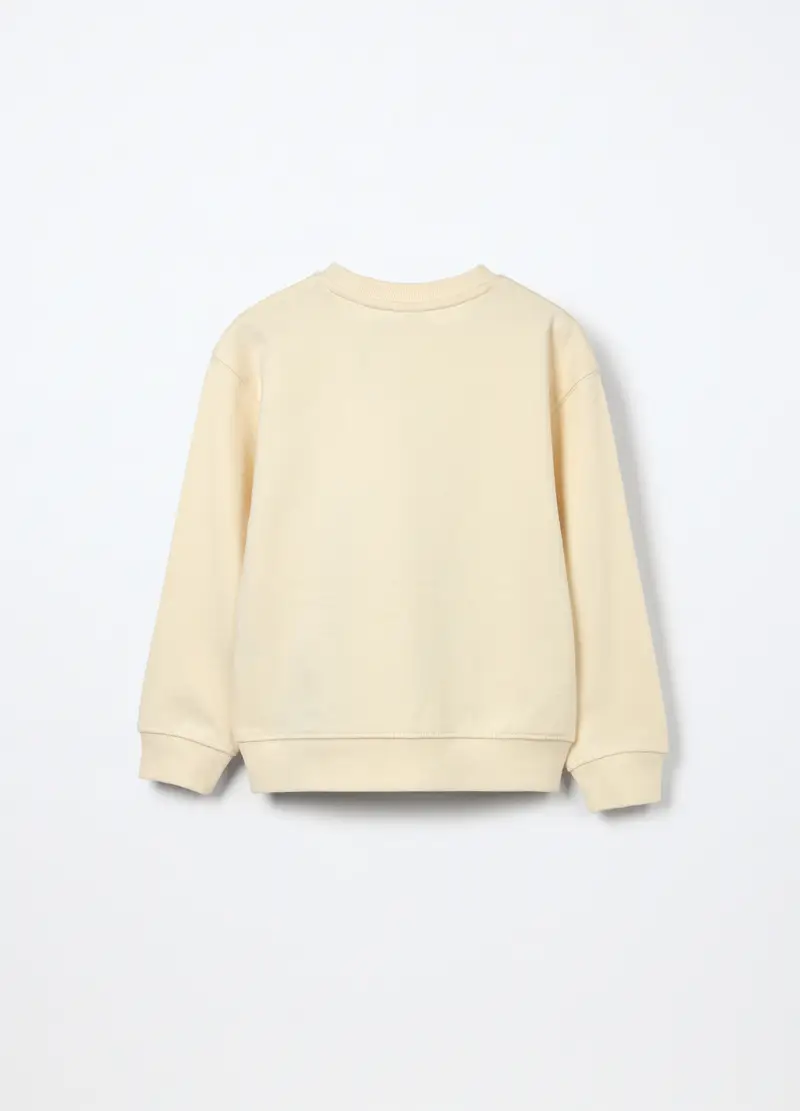 Felpa In Puro Cotone Bambino, Bianco panna miniatura 2