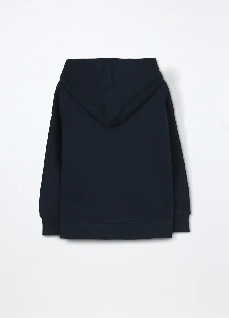 Felpa In Puro Cotone Con Cappuccio Bambino, Blu navy miniatura 2