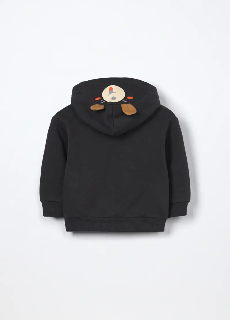 Felpa In Puro Cotone Con Cappuccio Neonato, Bambino, Grigio scuro miniatura 2