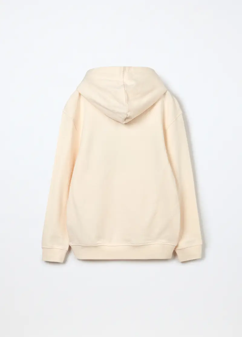 Felpa In Puro Cotone Con Cappuccio Ragazzo, Bambino, Bianco panna miniatura 2