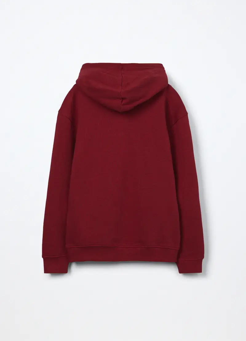 Felpa In Puro Cotone Con Cappuccio Ragazzo, Bambino, Rosso scuro miniatura 2