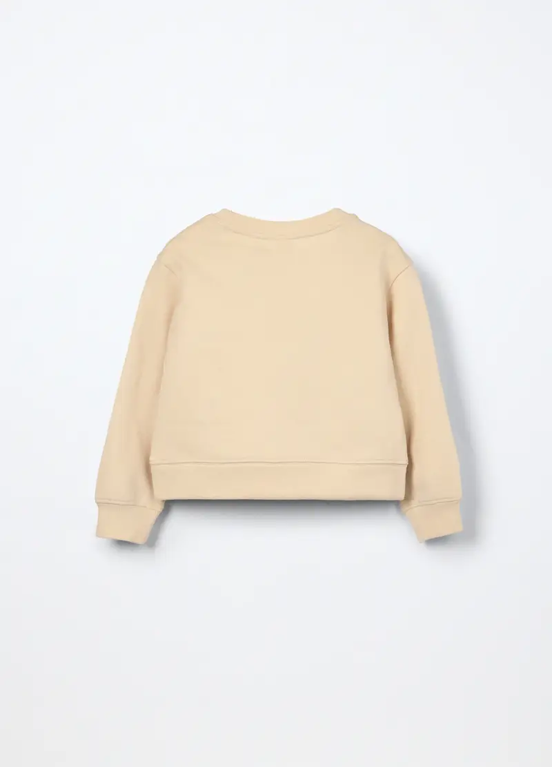 Felpa In Puro Cotone Con Stampa Bambina, Beige chiaro miniatura 2