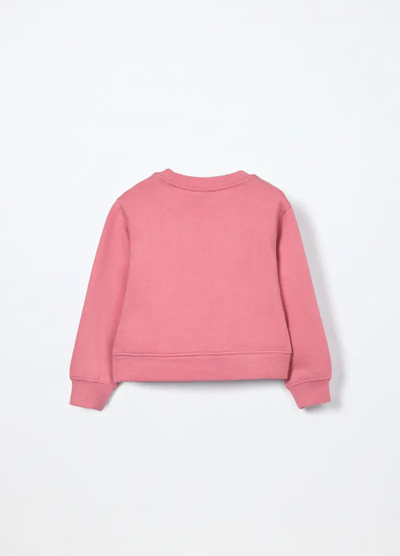 Felpa In Puro Cotone Con Stampa Bambina, Rosa pastello miniatura 2