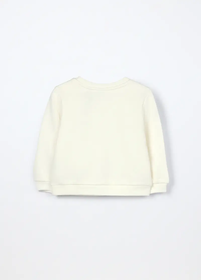 Felpa In Puro Cotone Fleece Neonata, Bambina, Bianco miniatura 2