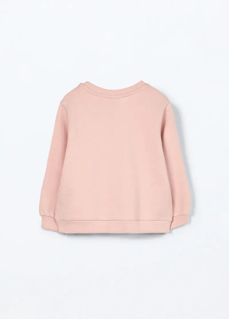 Felpa In Puro Cotone Fleece Neonata, Bambina, Rosa pastello miniatura 2