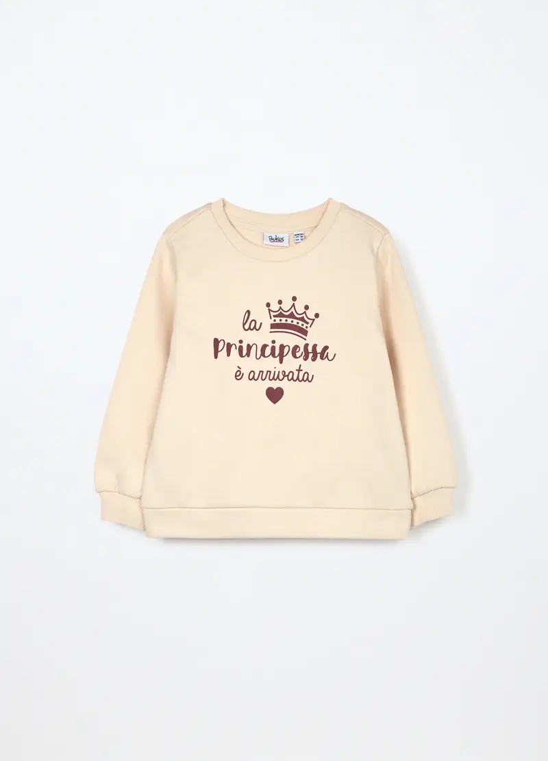 Felpa In Puro Cotone Neonata, Bambina, Beige chiaro