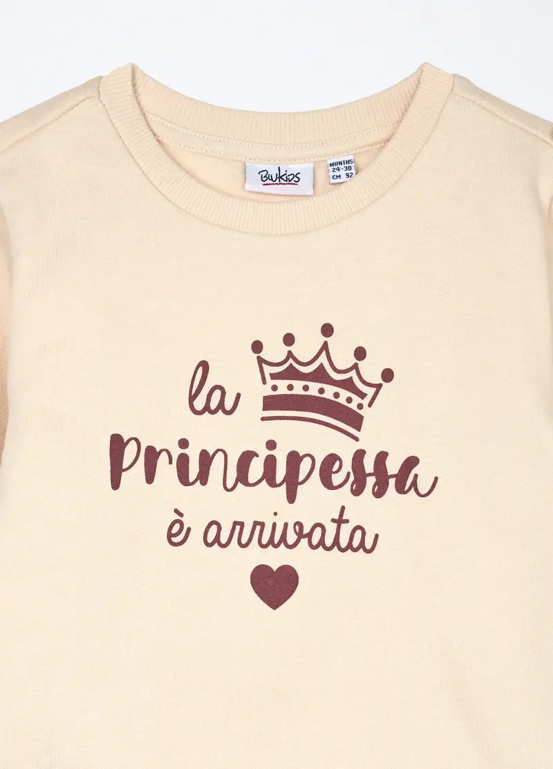 Felpa In Puro Cotone Neonata, Bambina, Beige chiaro miniatura 3