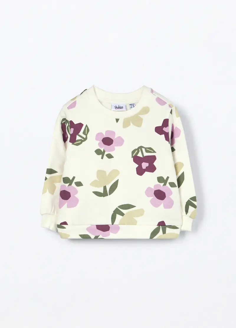 Felpa In Puro Cotone Neonata, Bambina, Bianco