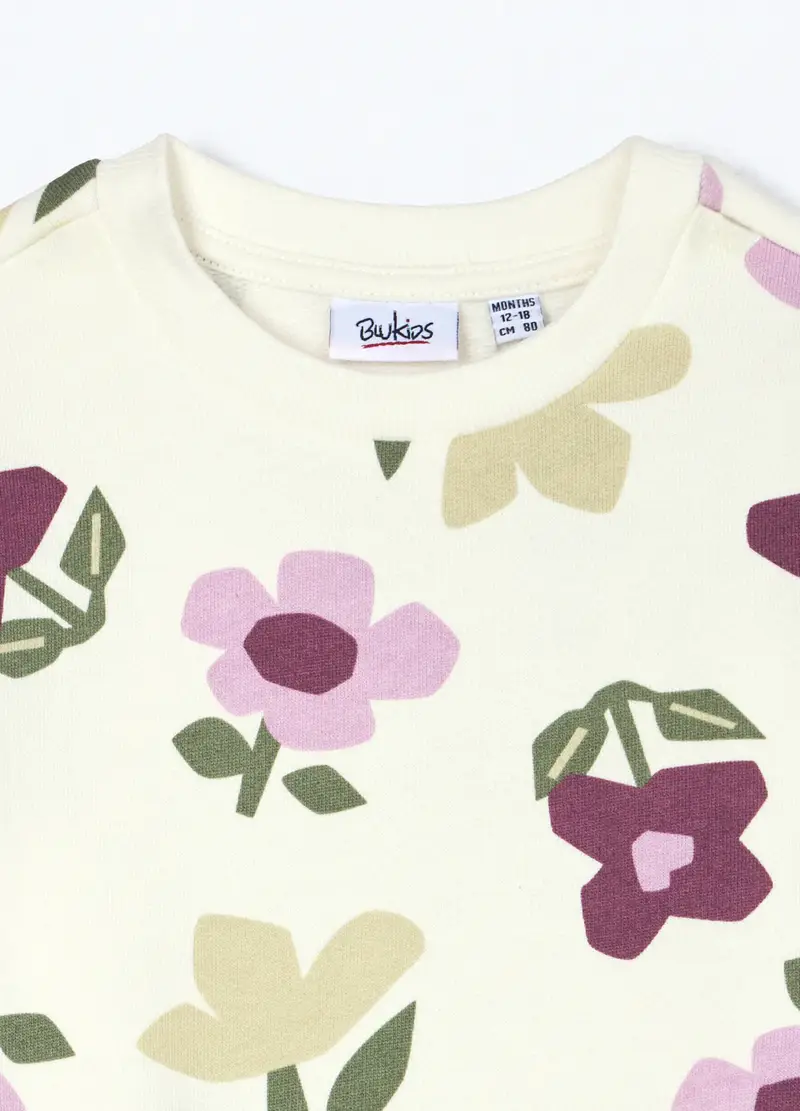 Felpa In Puro Cotone Neonata, Bambina, Bianco miniatura 3