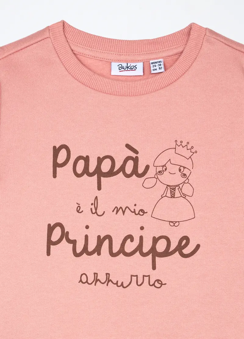 Felpa In Puro Cotone Neonata, Bambina, Rosa pastello miniatura 3