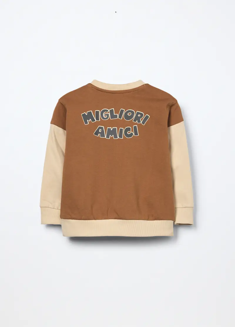 Felpa In Puro Cotone Neonato, Bambino, Beige chiaro miniatura 2