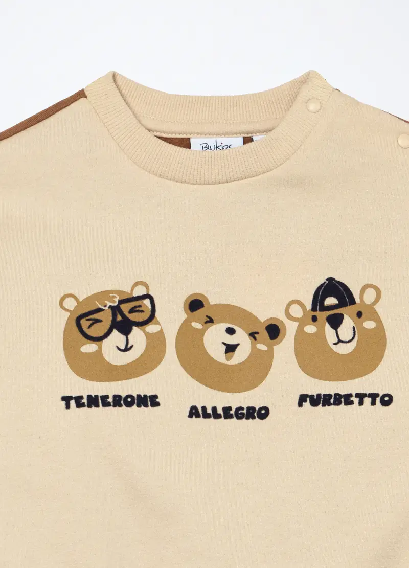 Felpa In Puro Cotone Neonato, Bambino, Beige chiaro miniatura 3