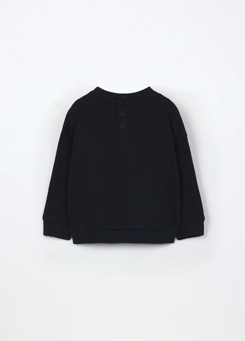 Felpa In Puro Cotone Neonato, Bambino, Blu scuro miniatura 2