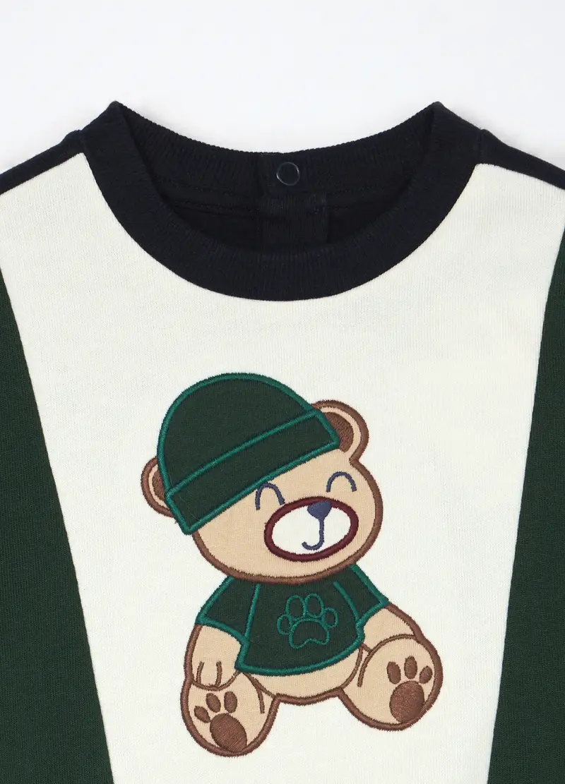 Felpa In Puro Cotone Neonato, Bambino, Blu scuro miniatura 3