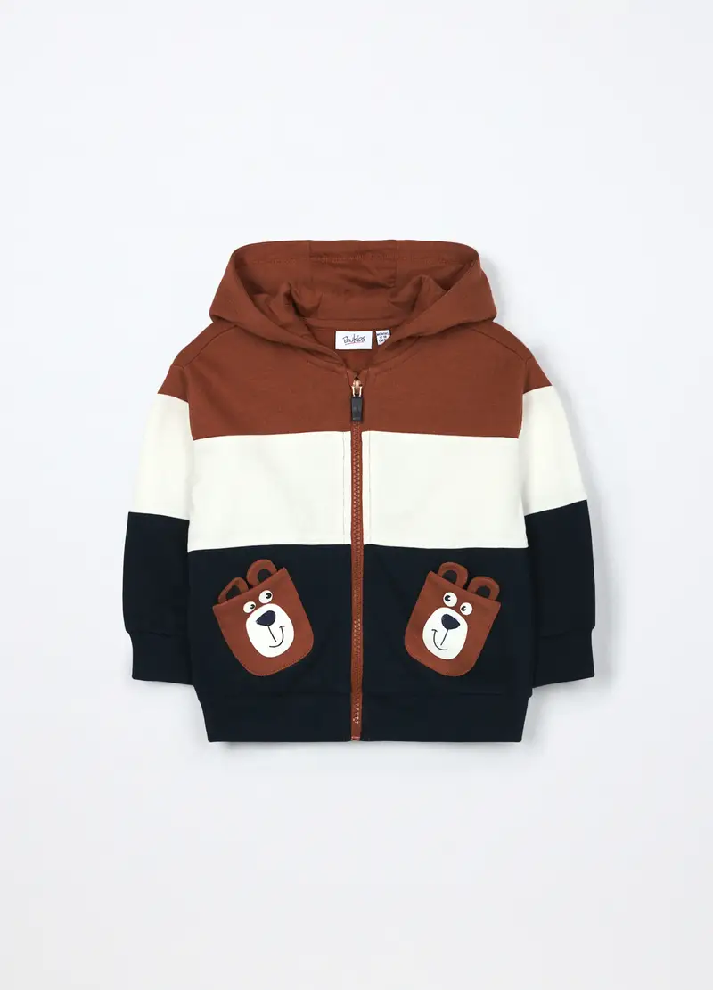 Felpa In Puro Cotone Neonato, Bambino, Marrone cioccolato