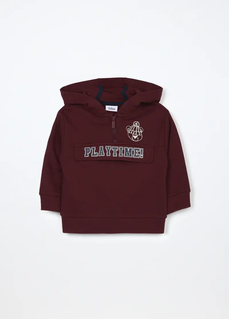 Felpa In Puro Cotone Neonato, Bambino, Rosso scuro