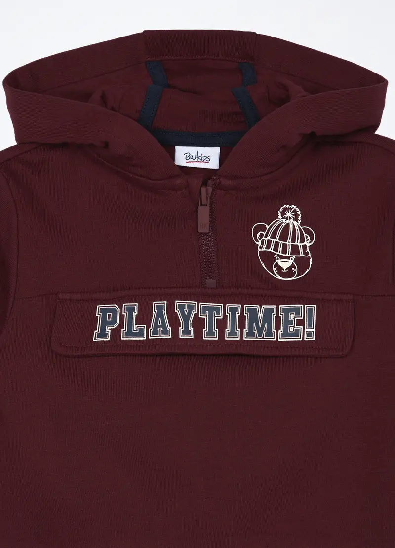 Felpa In Puro Cotone Neonato, Bambino, Rosso scuro miniatura 3