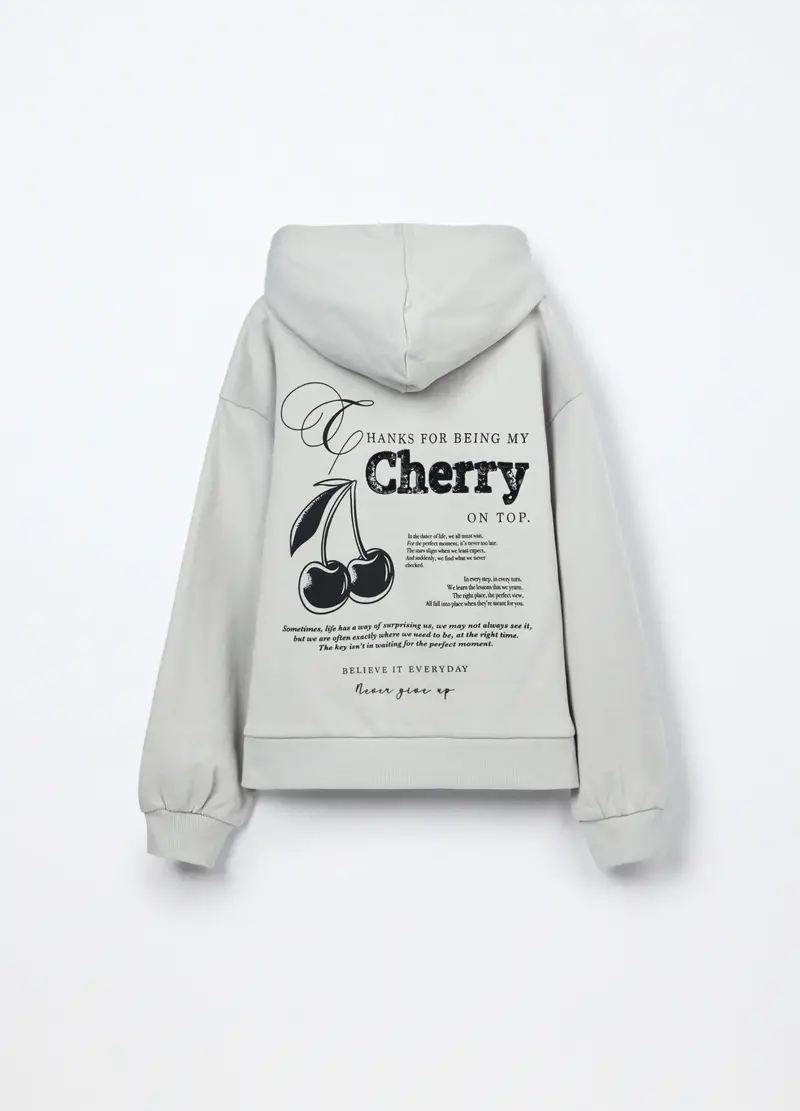 Felpa In Puro Cotone Ragazza, Bambina, Grigio chiaro miniatura 2