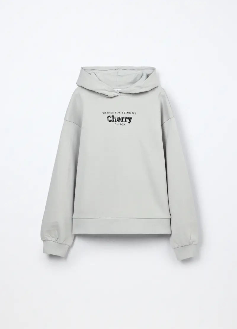 Felpa In Puro Cotone Ragazza, Bambina, Grigio chiaro